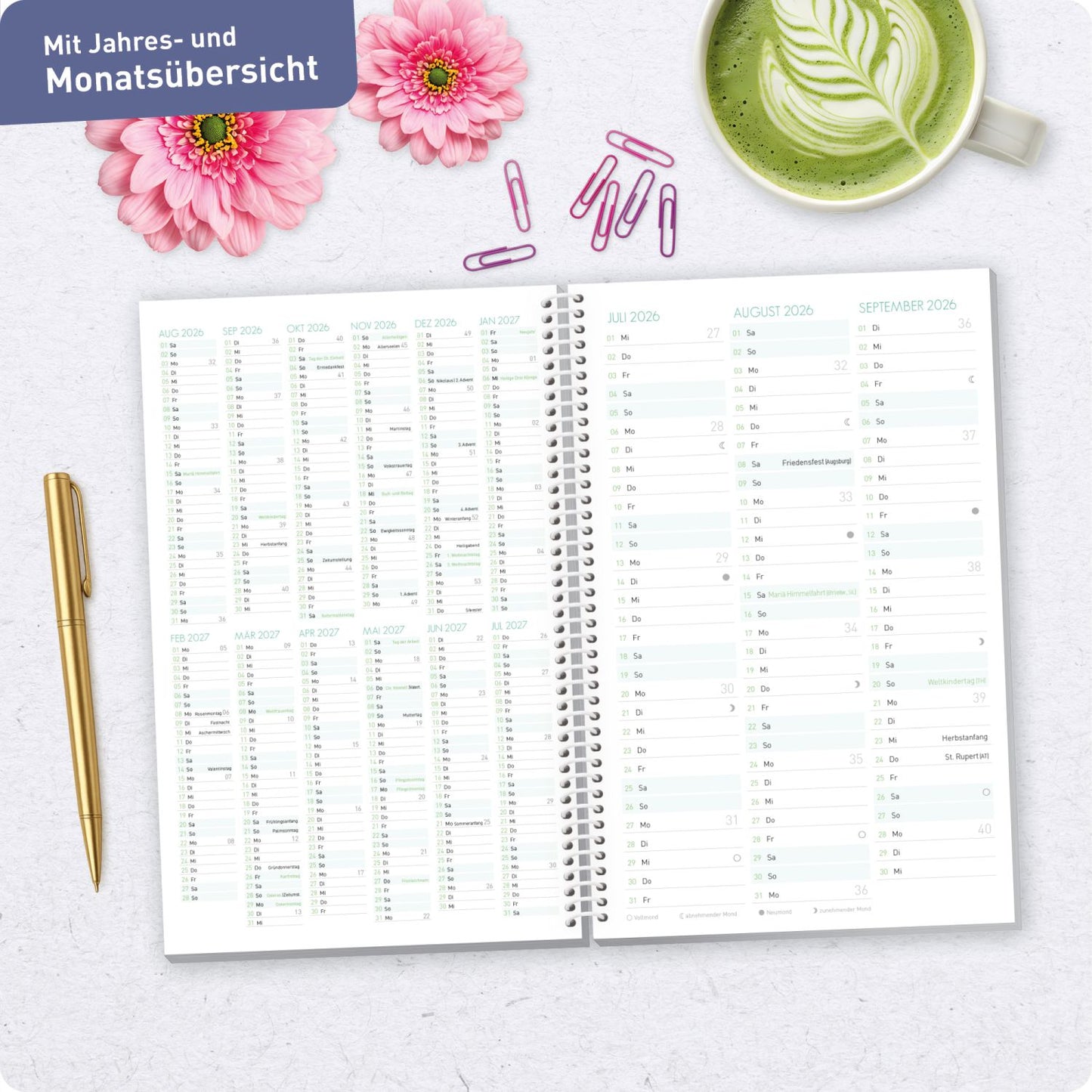 Schulstuff Schüler-Timer Spiralbindung 2026/2027 / A5 / Butterfly / Häfft-Verlag