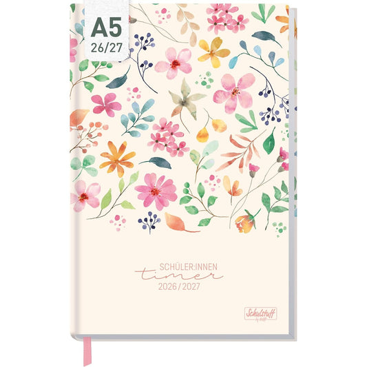 Schulstuff Schüler-Timer 2026/2027 / A5 / Wild Blossoms / Häfft-Verlag