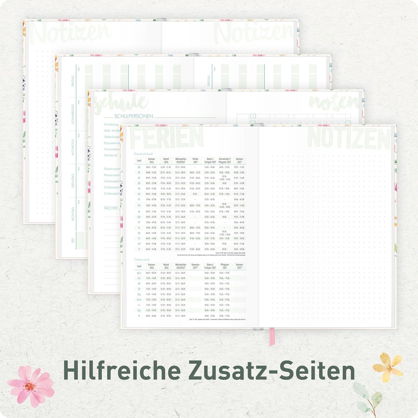Schulstuff Schüler-Timer 2026/2027 / A5 / Wild Blossoms / Häfft-Verlag