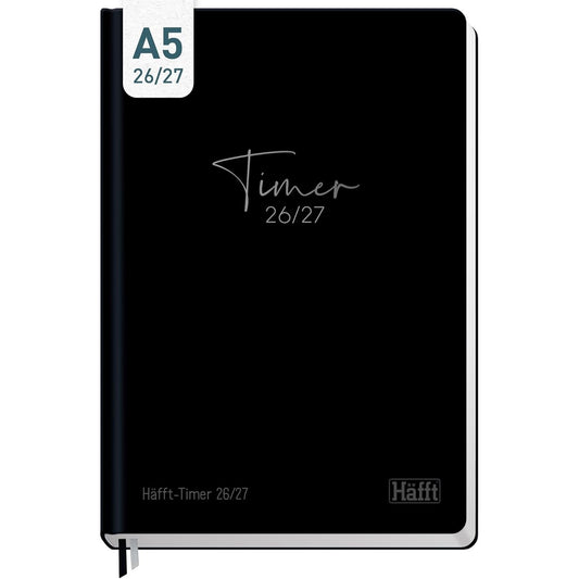Häfft-Timer Jugendkalender 2026/2027 / A5 / Black Edition / Häfft-Verlag