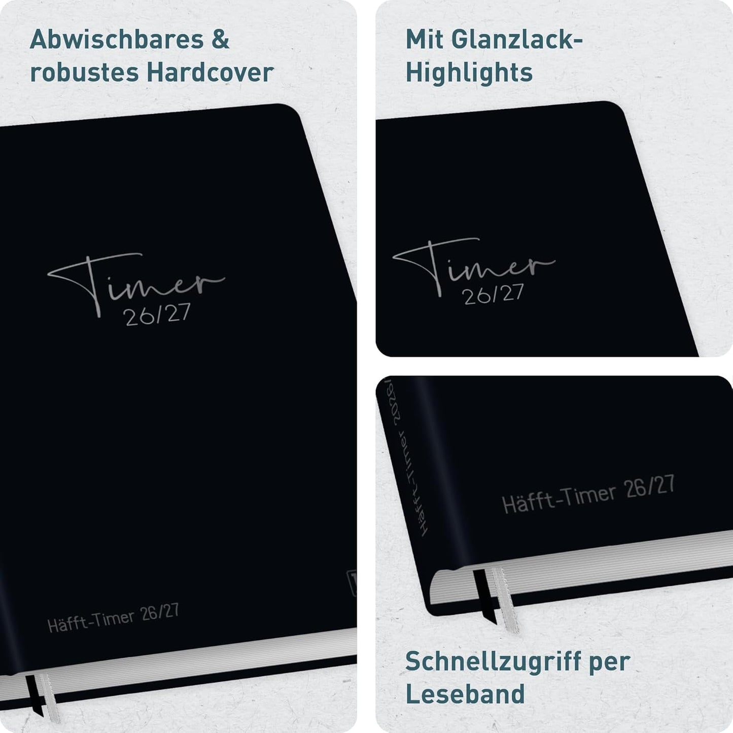 Häfft-Timer Jugendkalender 2026/2027 / A5 / Black Edition / Häfft-Verlag