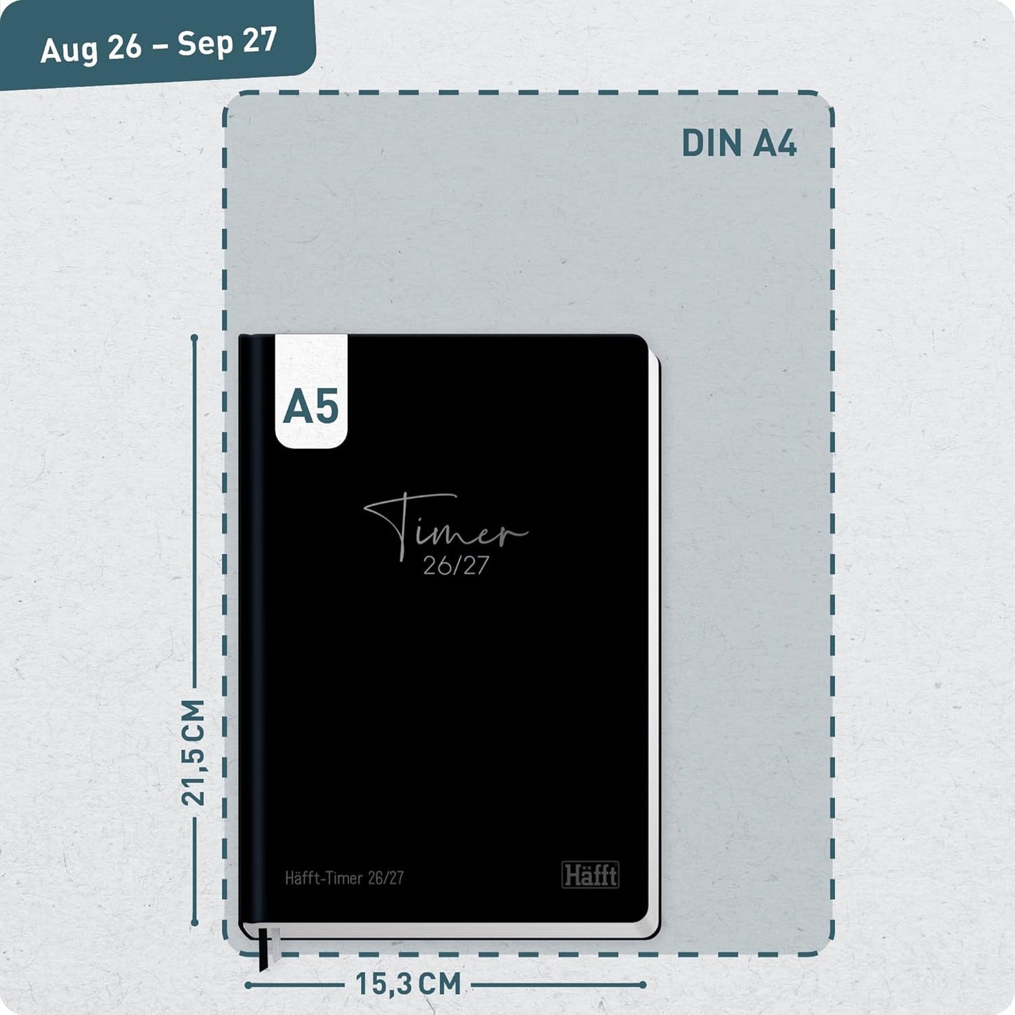 Häfft-Timer Jugendkalender 2026/2027 / A5 / Black Edition / Häfft-Verlag