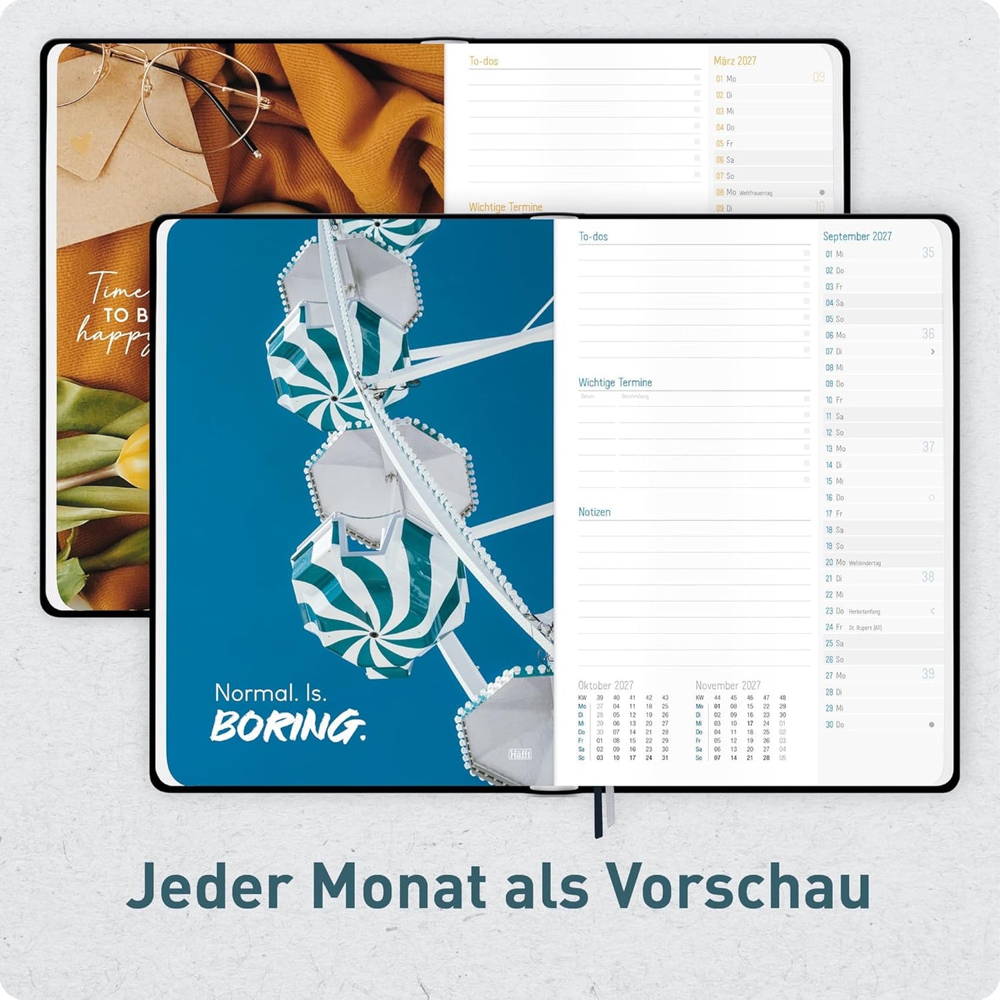 Häfft-Timer Jugendkalender 2026/2027 / A5 / Black Edition / Häfft-Verlag