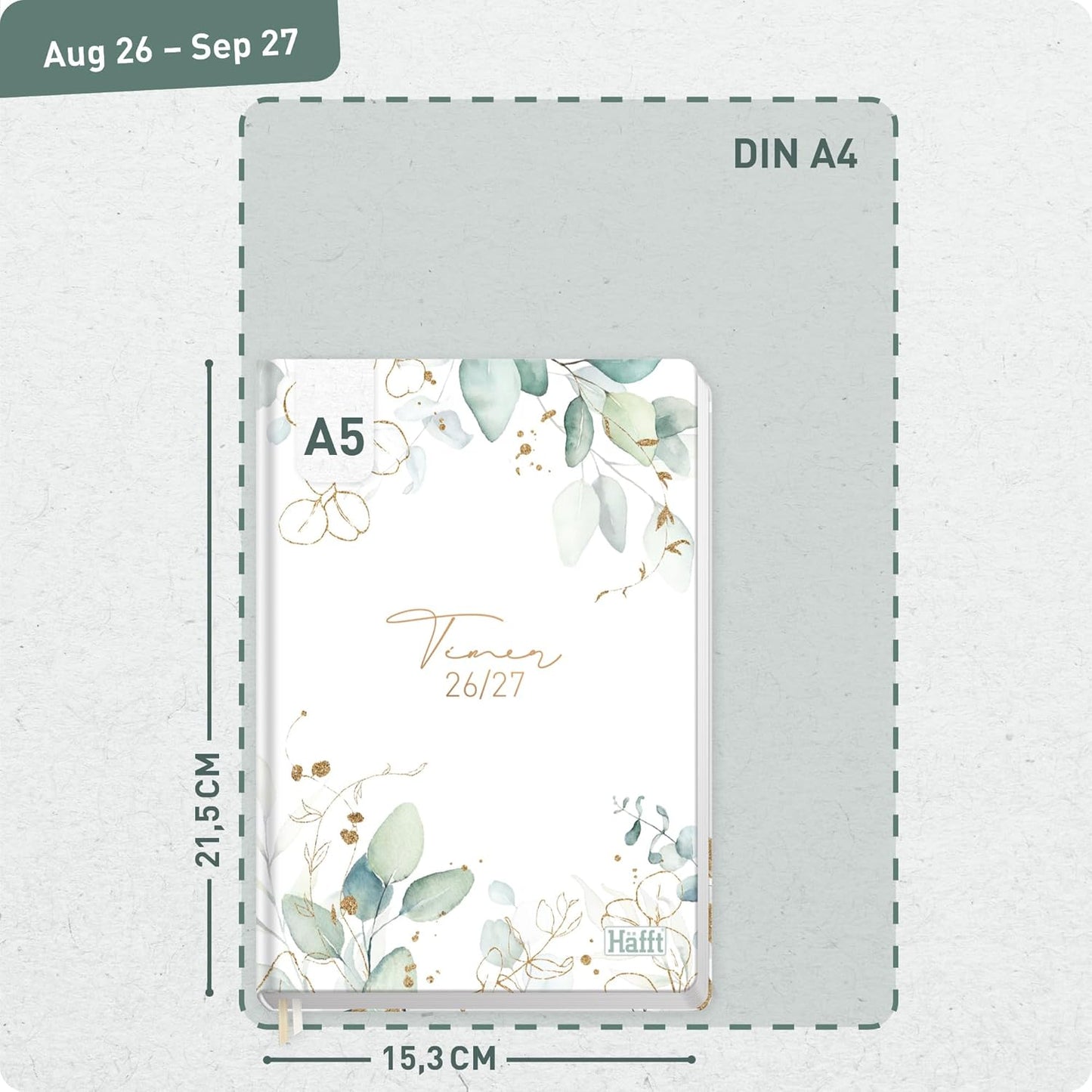 Häfft-Timer Jugendkalender 2026/2027 / A5 / Blattgold / Häfft-Verlag