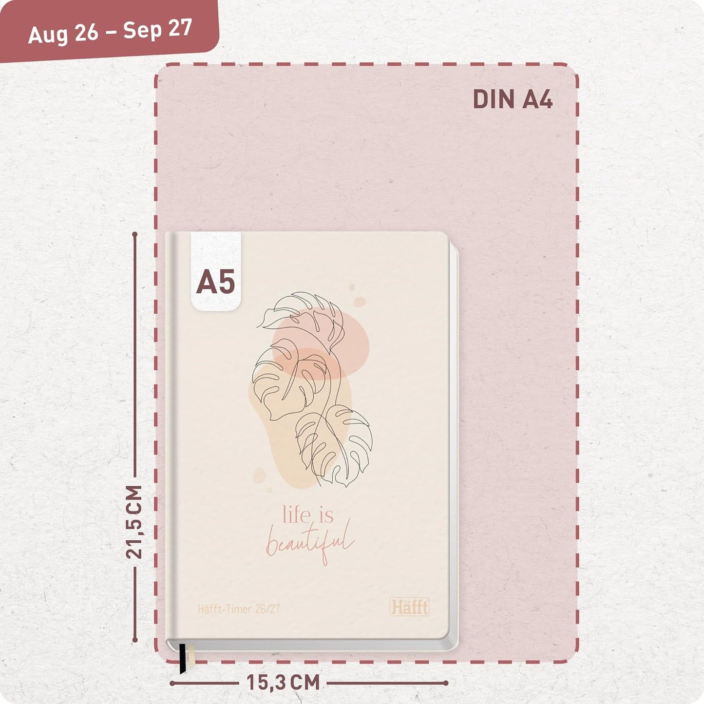 Häfft-Timer Jugendkalender 2026/2027 / A5 / Life is beautiful / Häfft-Verlag