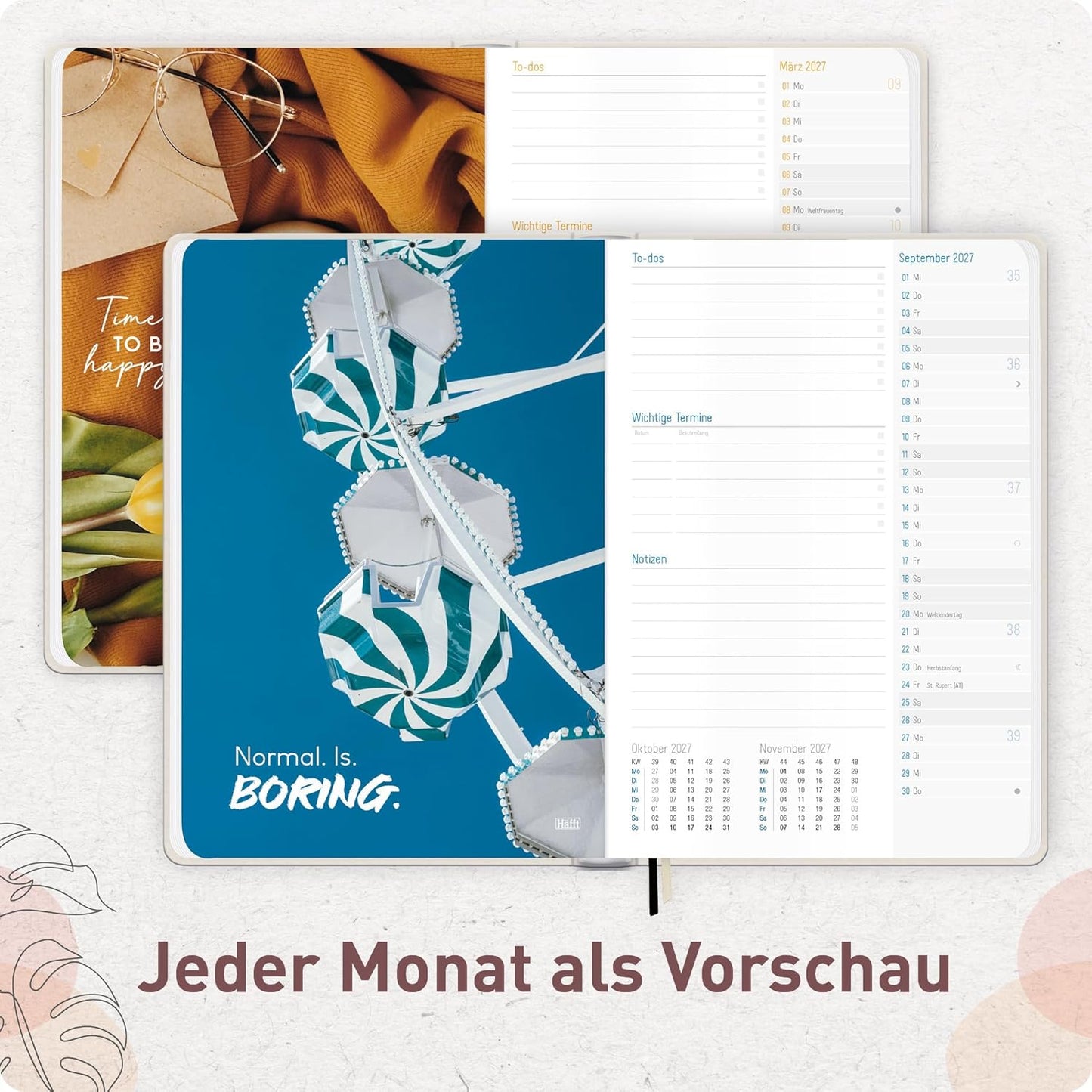 Häfft-Timer Jugendkalender 2026/2027 / A5 / Life is beautiful / Häfft-Verlag