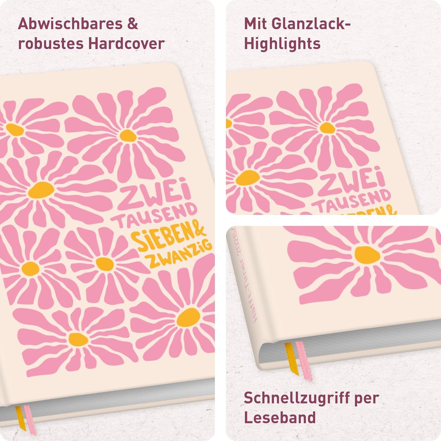 Häfft-Timer Jugendkalender 2026/2027 / A5 / Pink Flowers / Häfft-Verlag