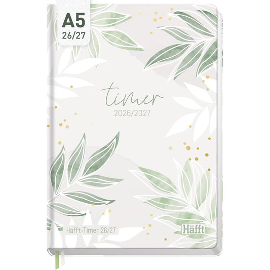 Häfft-Timer Jugendkalender 2026/2027 / A5 / Pure Leaves / Häfft-Verlag