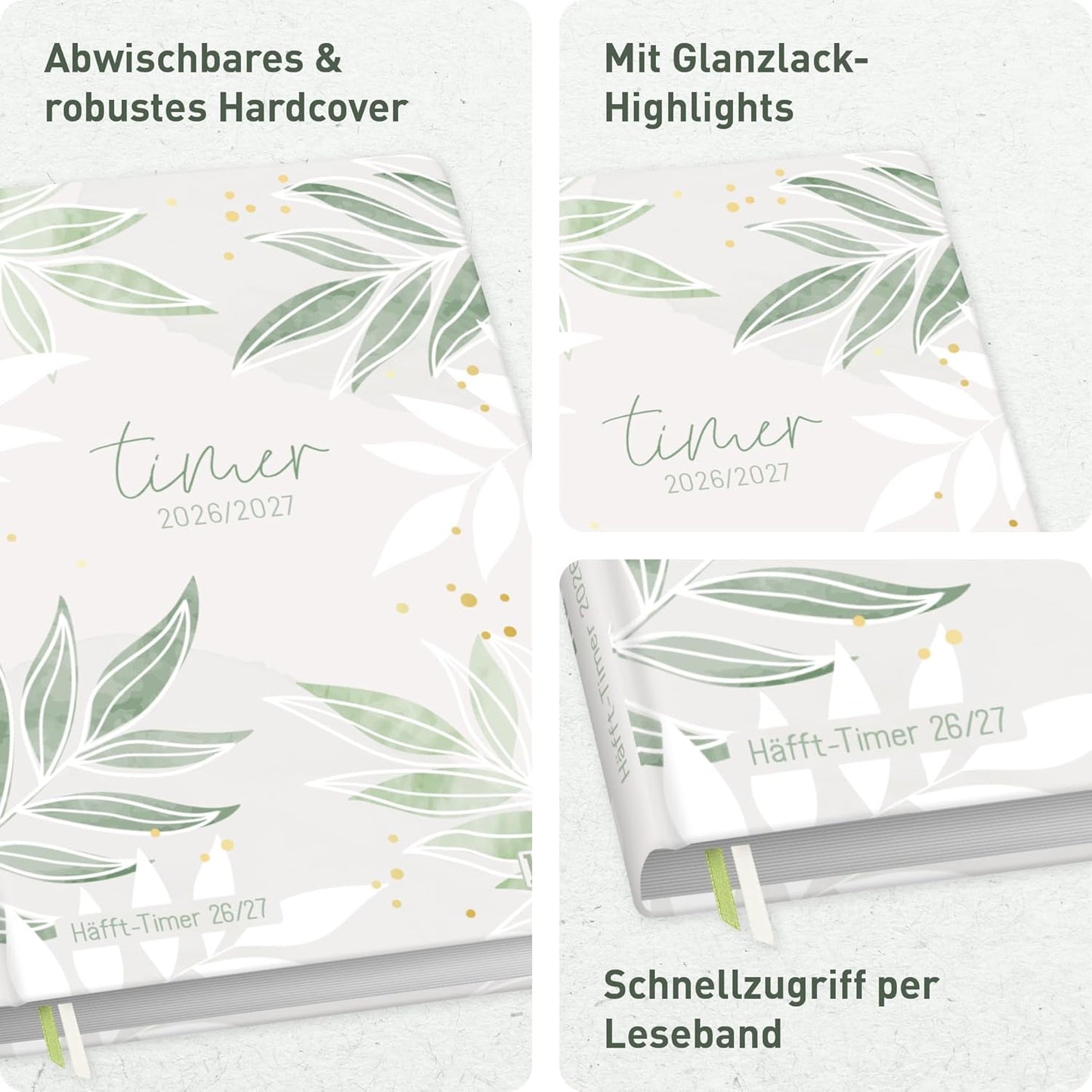 Häfft-Timer Jugendkalender 2026/2027 / A5 / Pure Leaves / Häfft-Verlag
