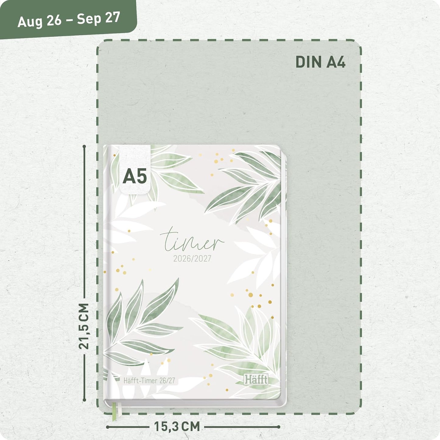 Häfft-Timer Jugendkalender 2026/2027 / A5 / Pure Leaves / Häfft-Verlag