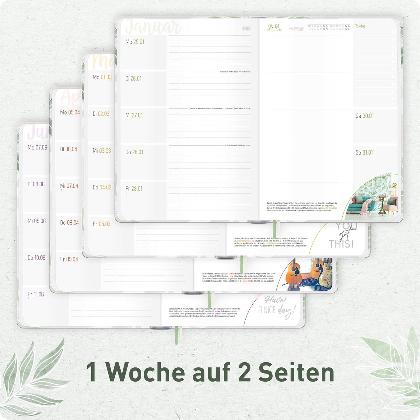 Häfft-Timer Jugendkalender 2026/2027 / A5 / Pure Leaves / Häfft-Verlag
