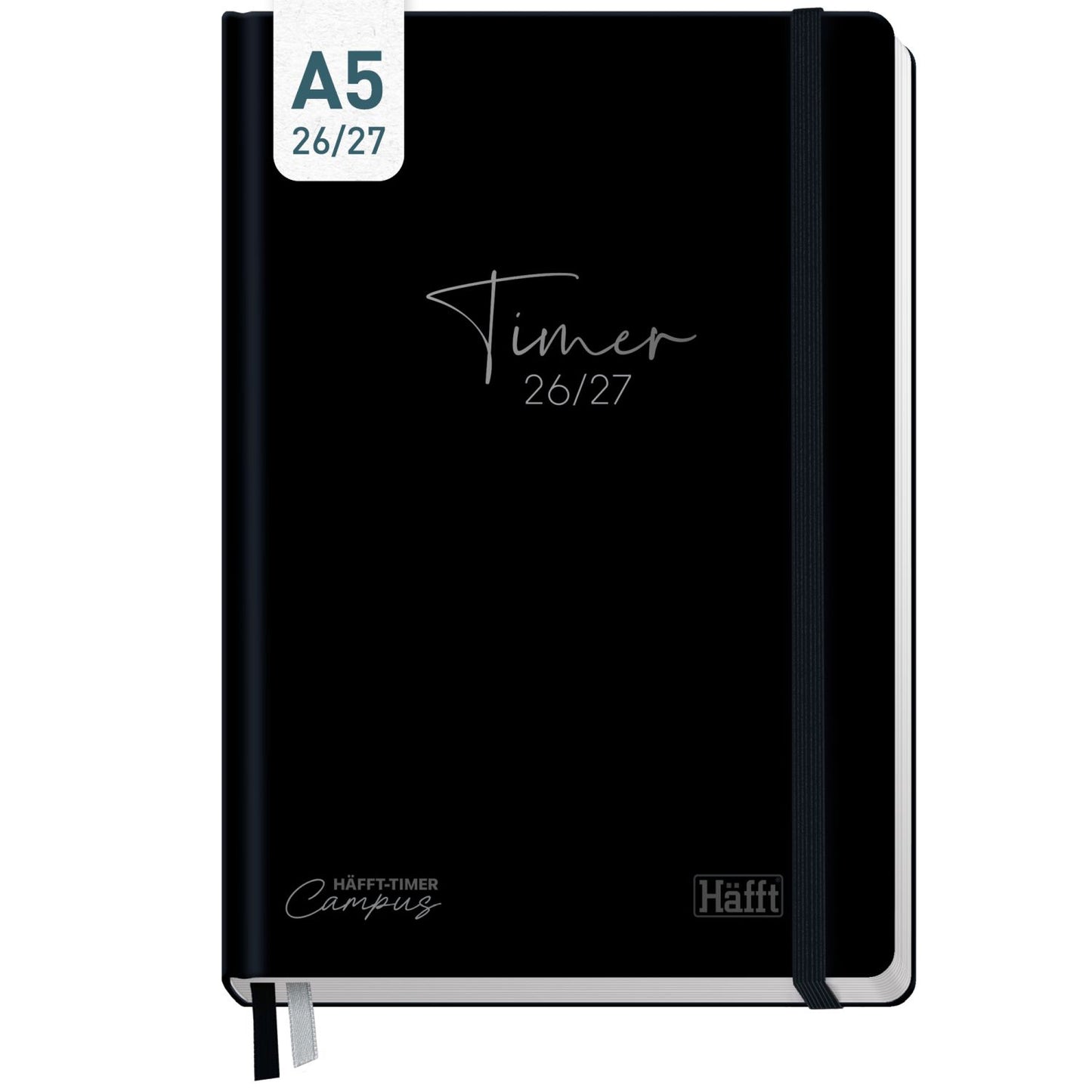 Häfft-Timer Campus Studentenkalender 2026/2027 / A5 / Black Edition / Häfft-Verlag