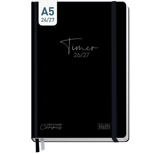 Häfft-Timer Campus Studentenkalender 2026/2027 / A5 / Black Edition / Häfft-Verlag