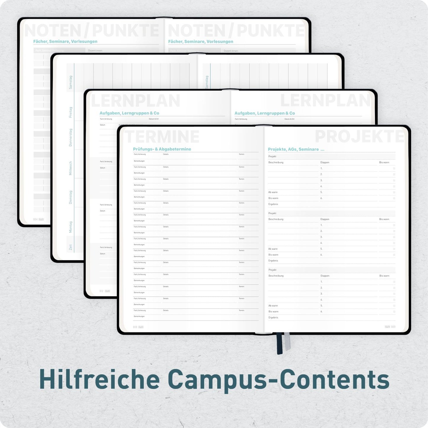 Häfft-Timer Campus Studentenkalender 2026/2027 / A5 / Black Edition / Häfft-Verlag