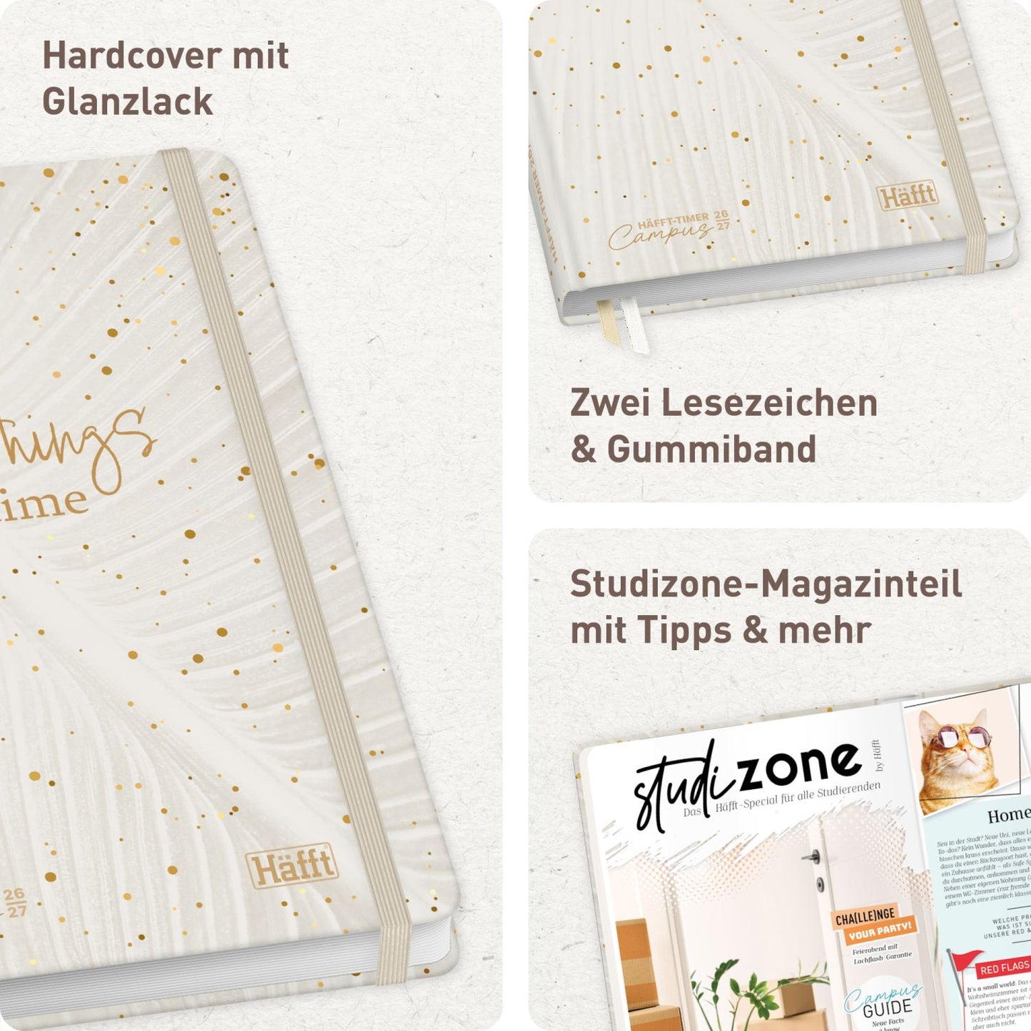 Häfft-Timer Campus Studentenkalender 2026/2027 / A5 / Sparkling Leaf / Häfft-Verlag