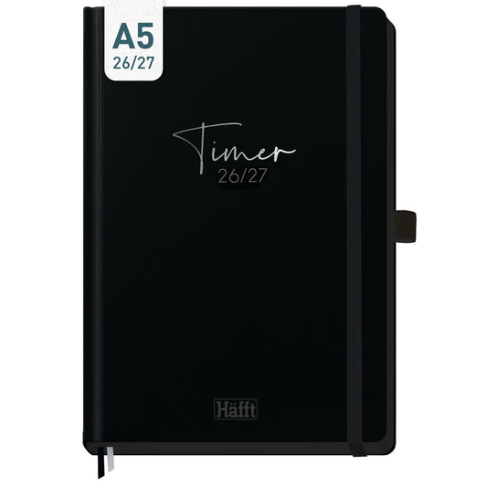 Häfft-Timer Deluxe Jugendkalender 2026/2027 / A5 / Black Edition / Häfft-Verlag