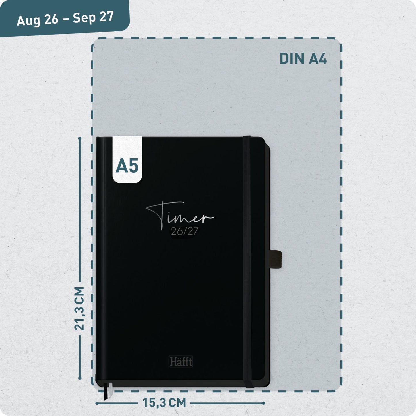 Häfft-Timer Deluxe Jugendkalender 2026/2027 / A5 / Black Edition / Häfft-Verlag