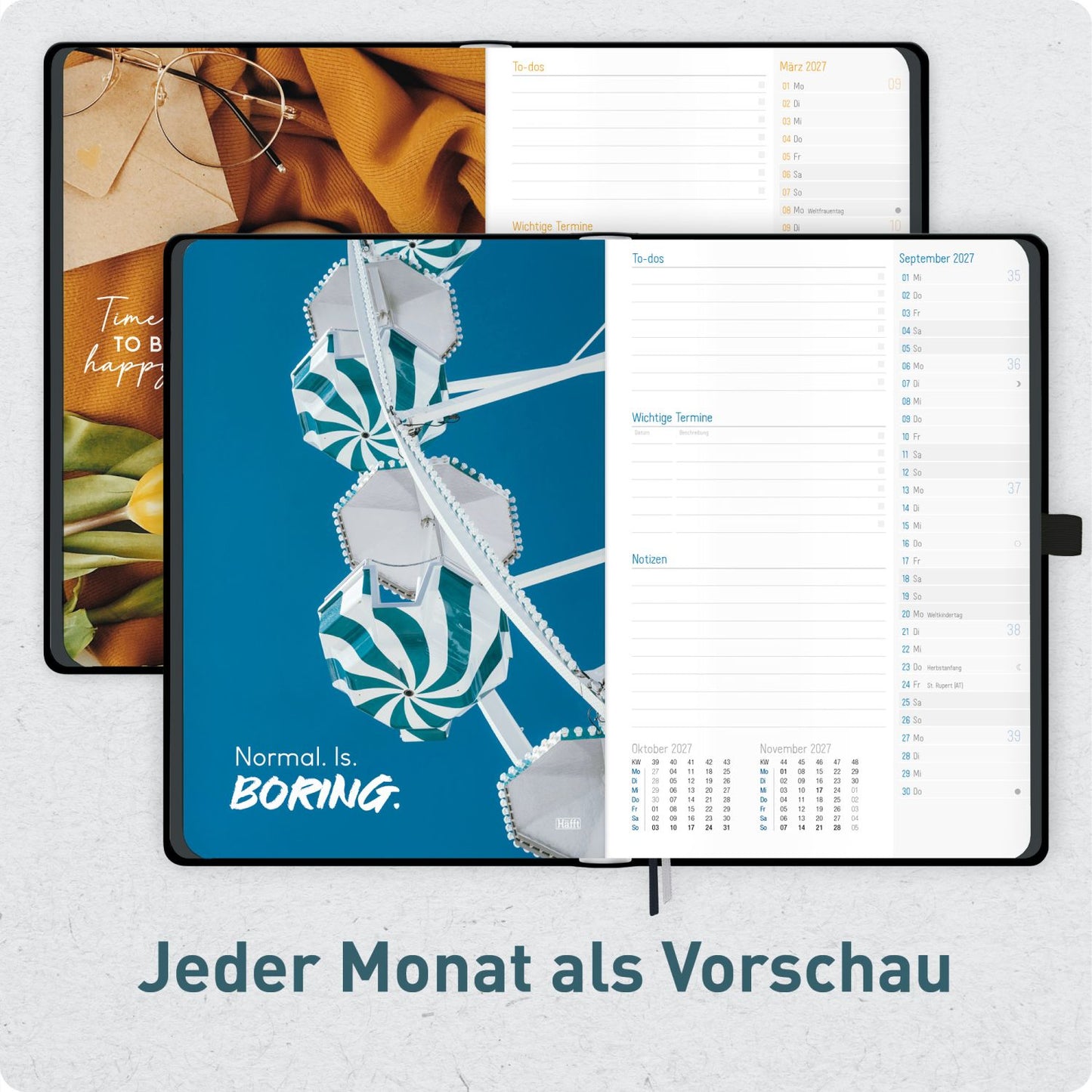Häfft-Timer Deluxe Jugendkalender 2026/2027 / A5 / Black Edition / Häfft-Verlag