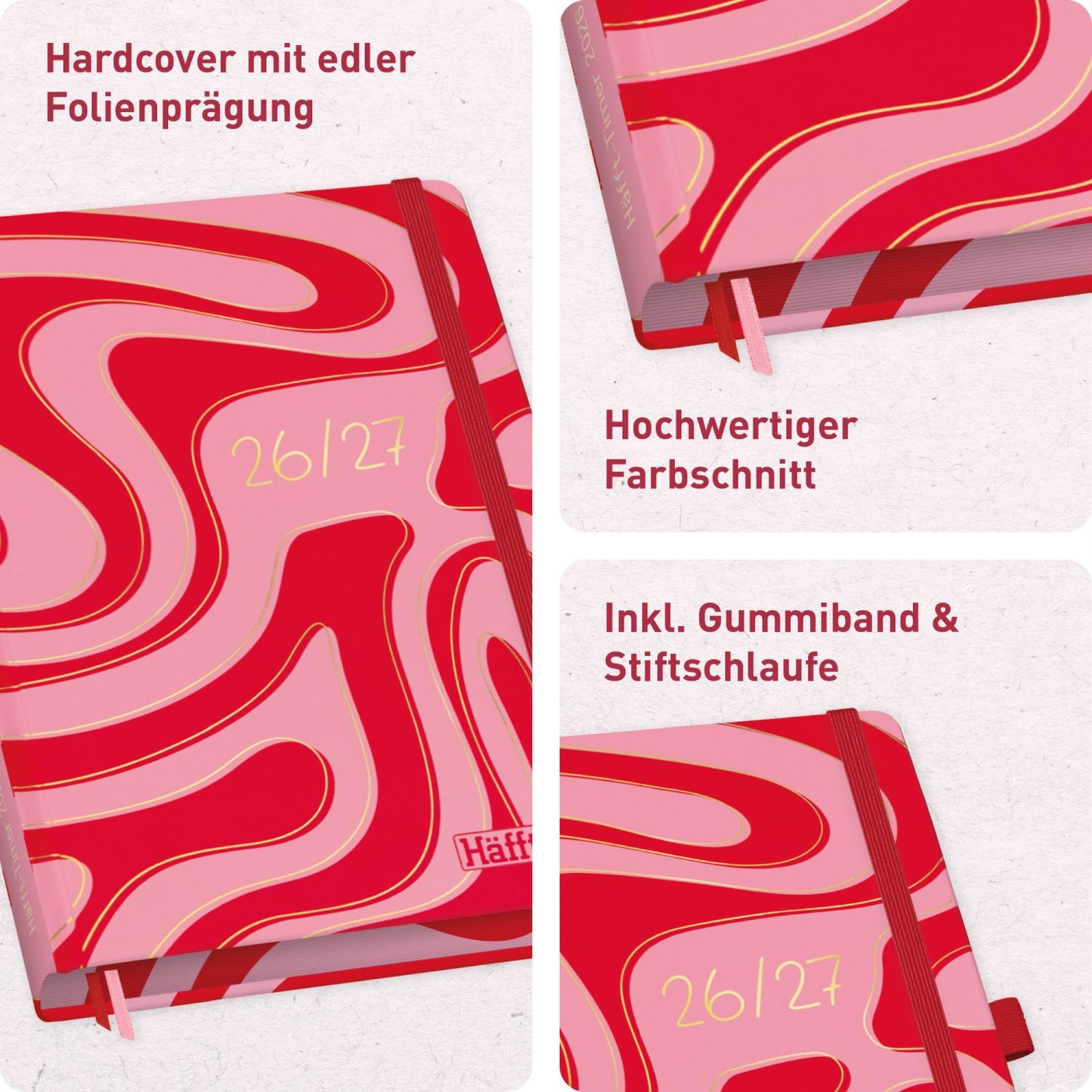 Häfft-Timer Deluxe Jugendkalender 2026/2027 / A5 / Funky Waves / Häfft-Verlag