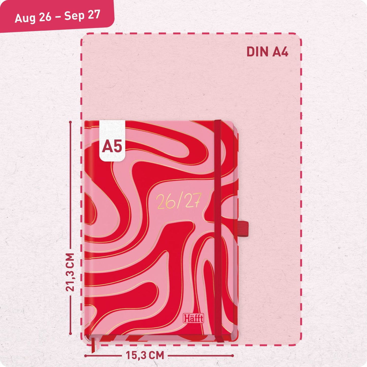 Häfft-Timer Deluxe Jugendkalender 2026/2027 / A5 / Funky Waves / Häfft-Verlag