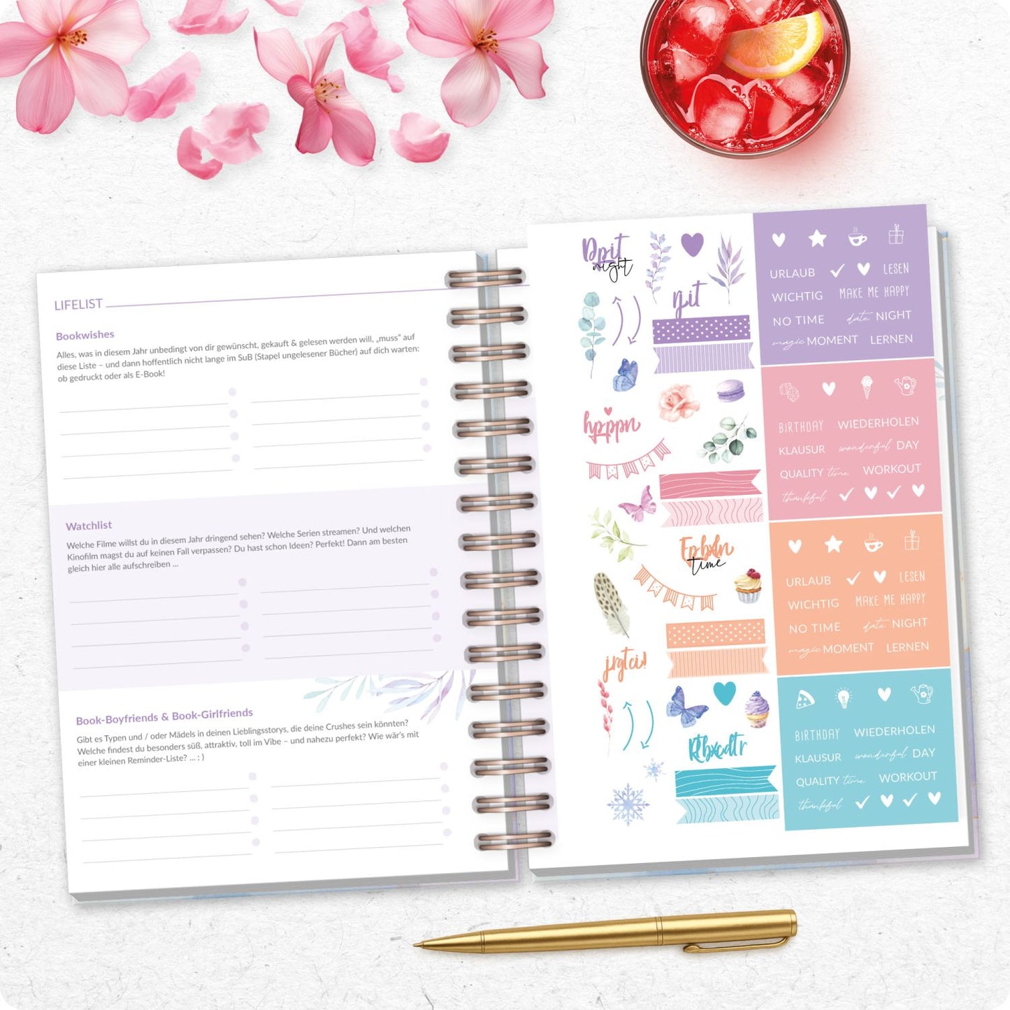 Häfft-Timer Fancy 2026/2027 / A5 / Bleu & Rosé / Häfft-Verlag