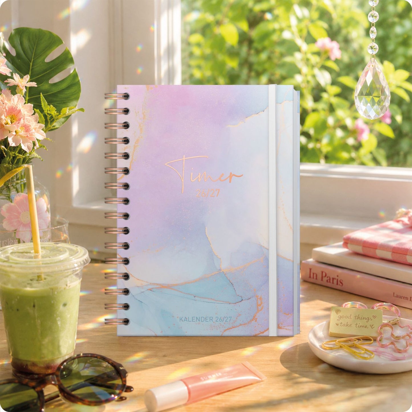 Häfft-Timer Fancy 2026/2027 / A5 / Bleu & Rosé / Häfft-Verlag