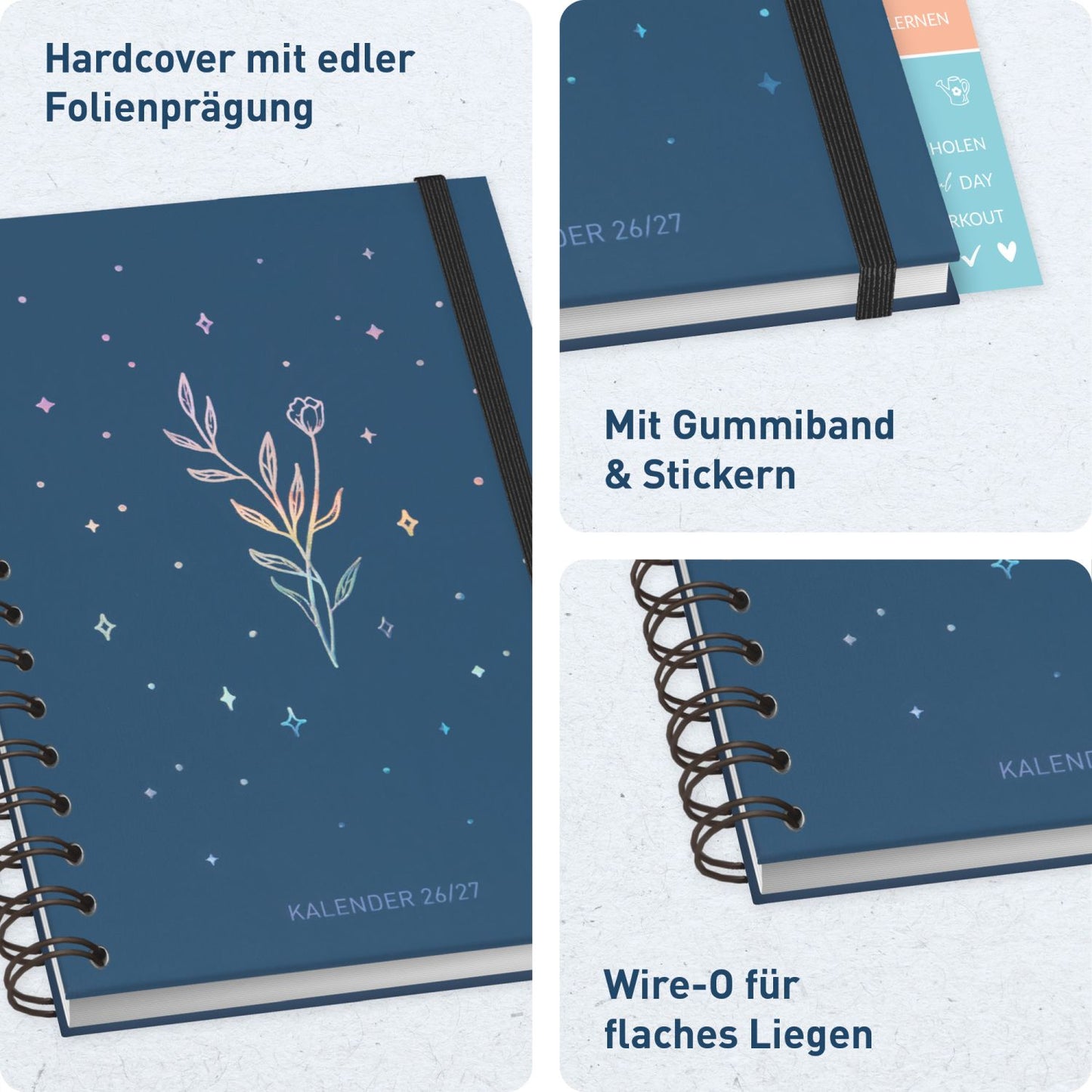 Häfft-Timer Fancy 2026/2027 / A5 / Night Flower / Häfft-Verlag