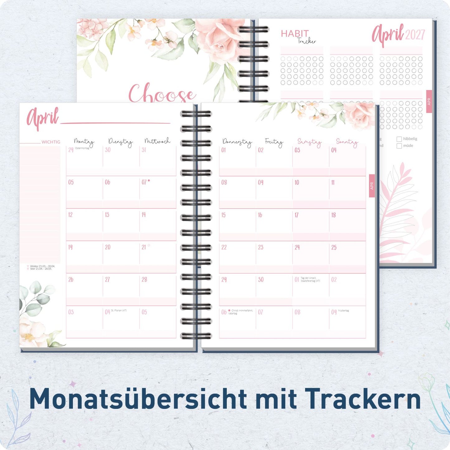Häfft-Timer Fancy 2026/2027 / A5 / Night Flower / Häfft-Verlag