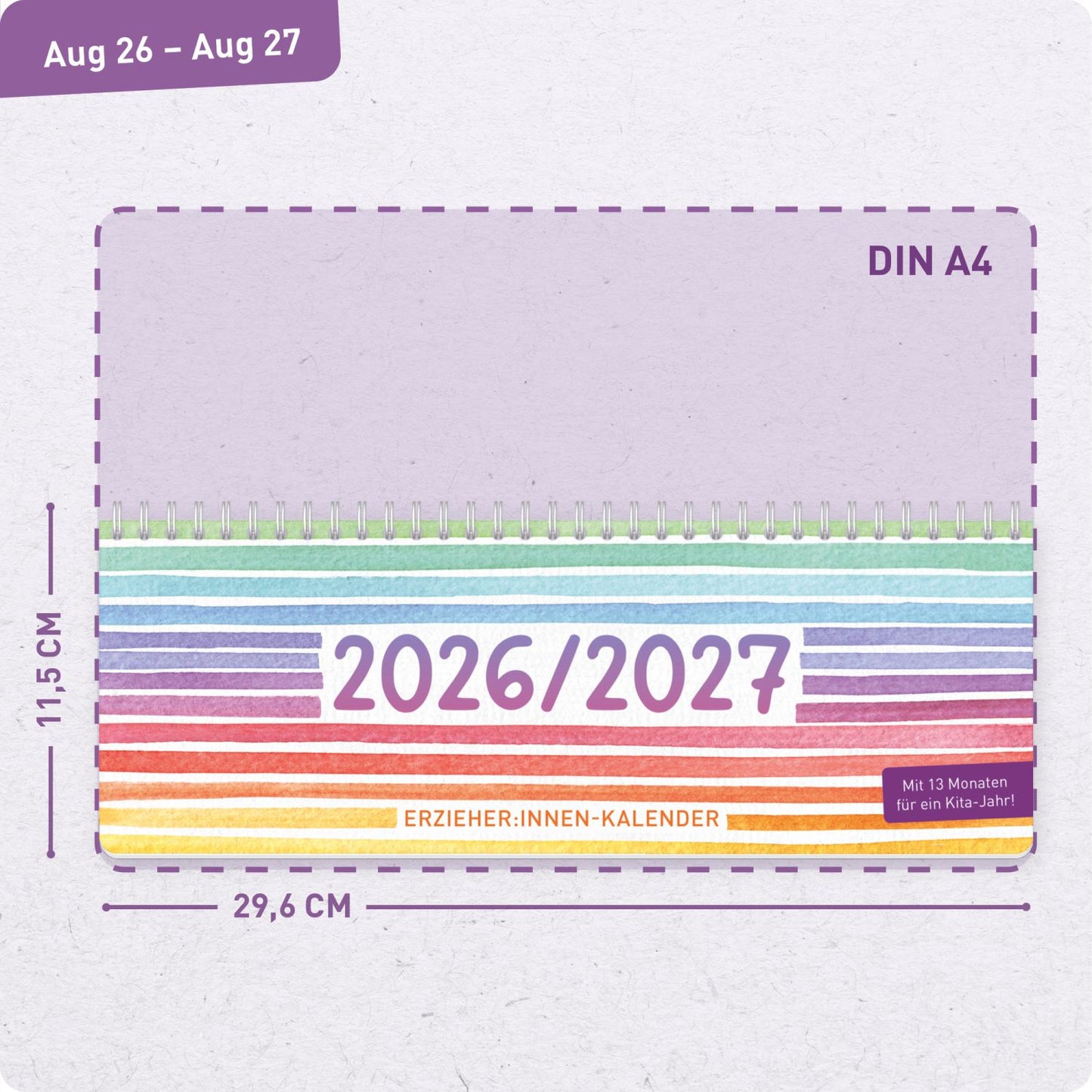 Häfft Tischkalender Erzieher 2026/2027 / Color Stripes