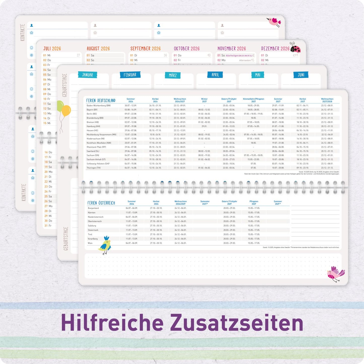 Häfft Tischkalender Erzieher 2026/2027 / Color Stripes