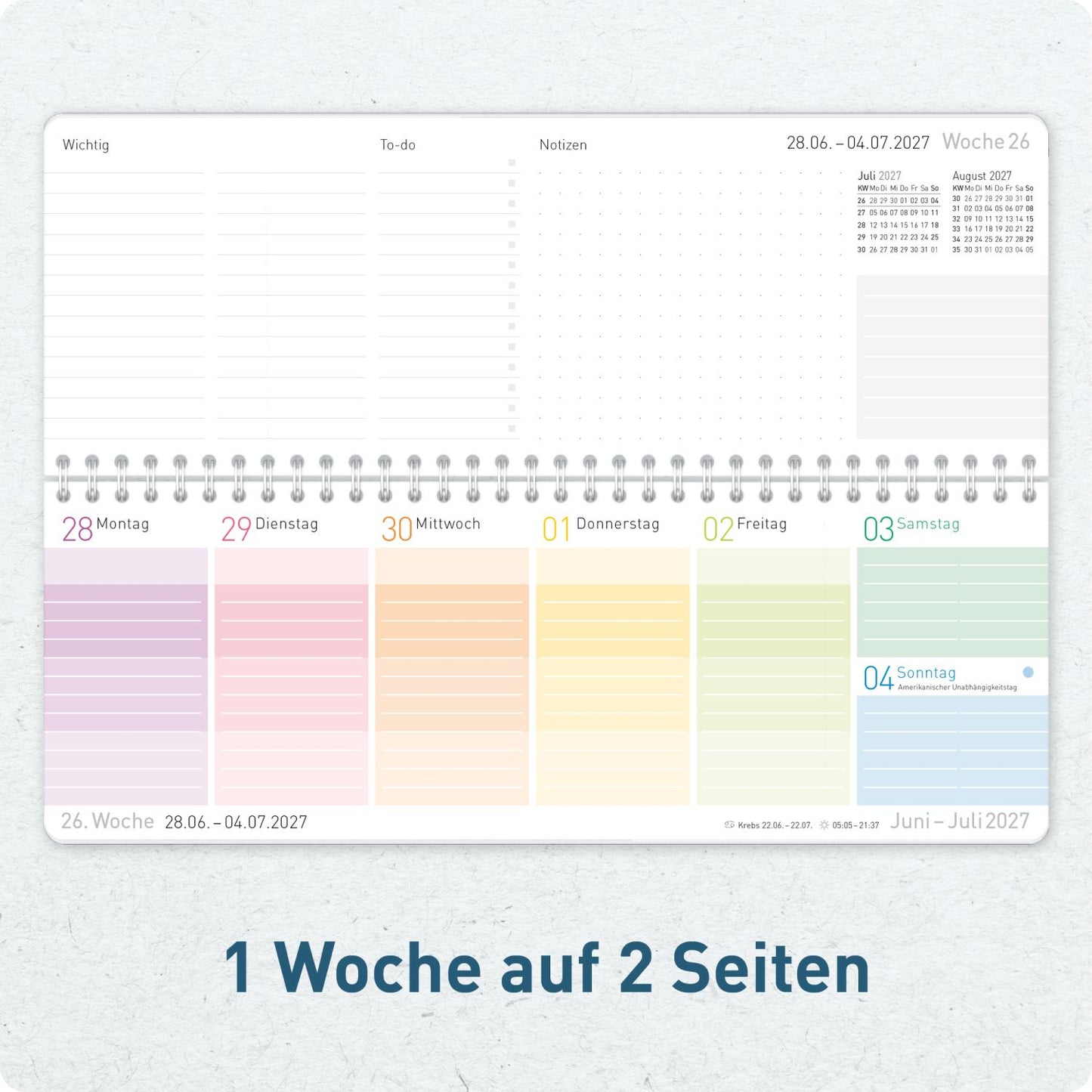 Häfft Tischkalender Schuljahr 2026/2027 / Rainbow