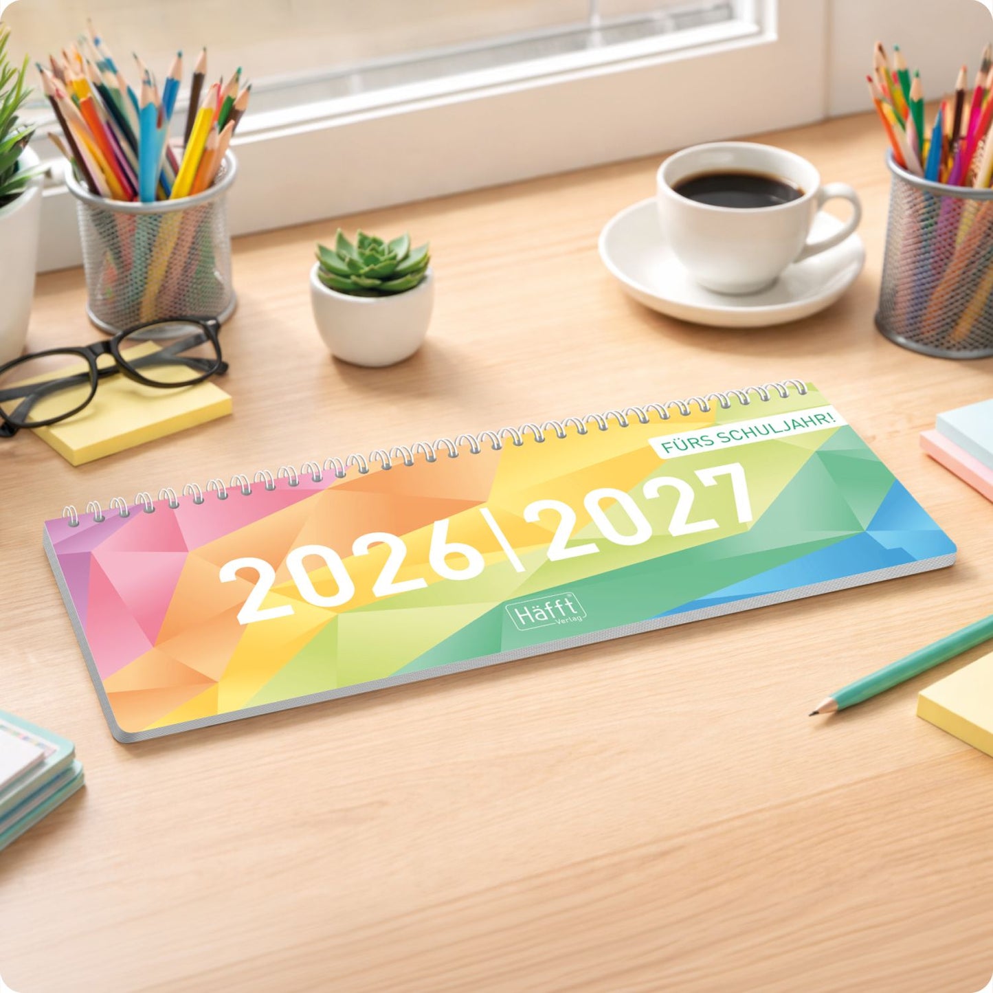 Häfft Tischkalender Schuljahr 2026/2027 / Rainbow
