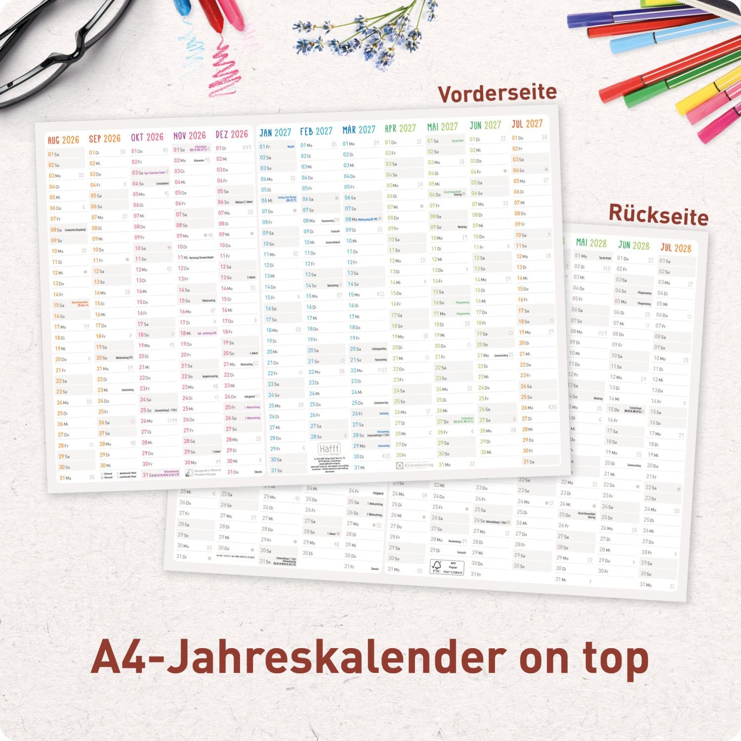 Wandkalender Erzieher 2026/2027 / gefalzt / A1+ / Häfft-Verlag