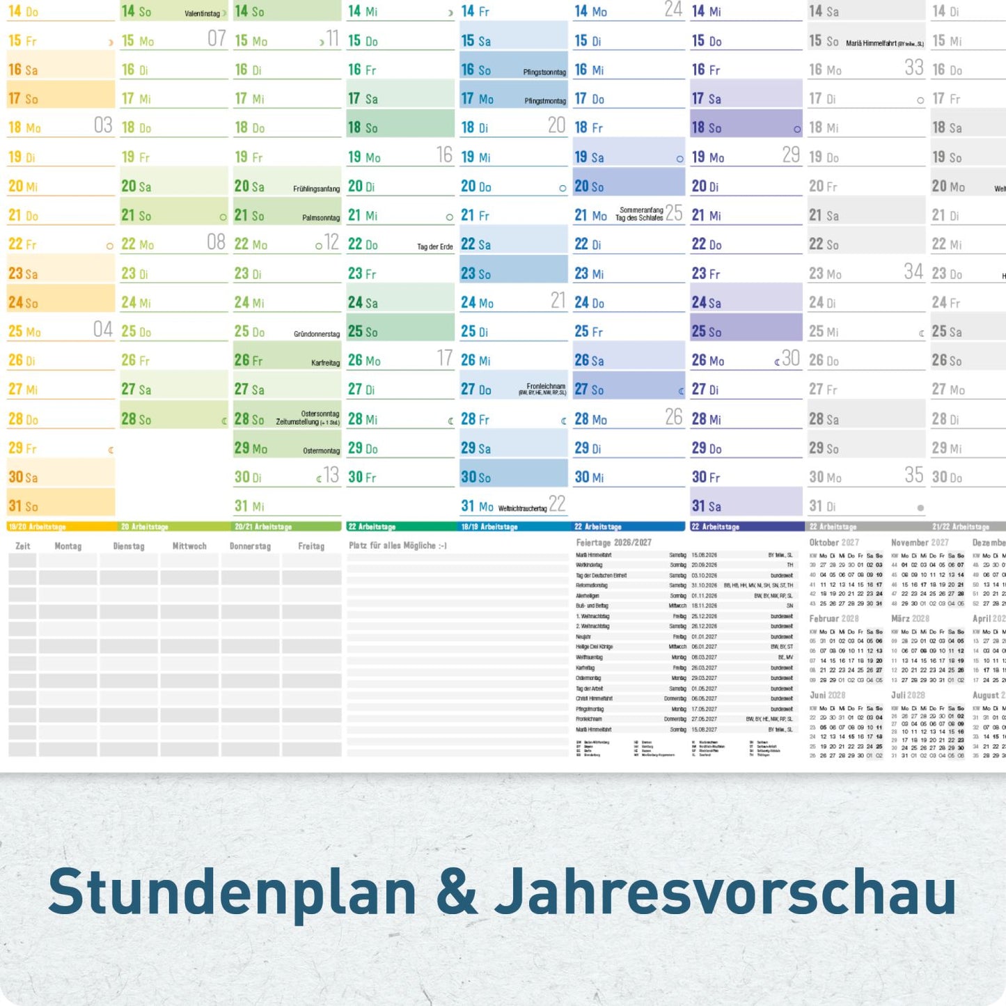 Wandkalender Schuljahr 2026/2027 / Rainbow / A1+ / Häfft-Verlag