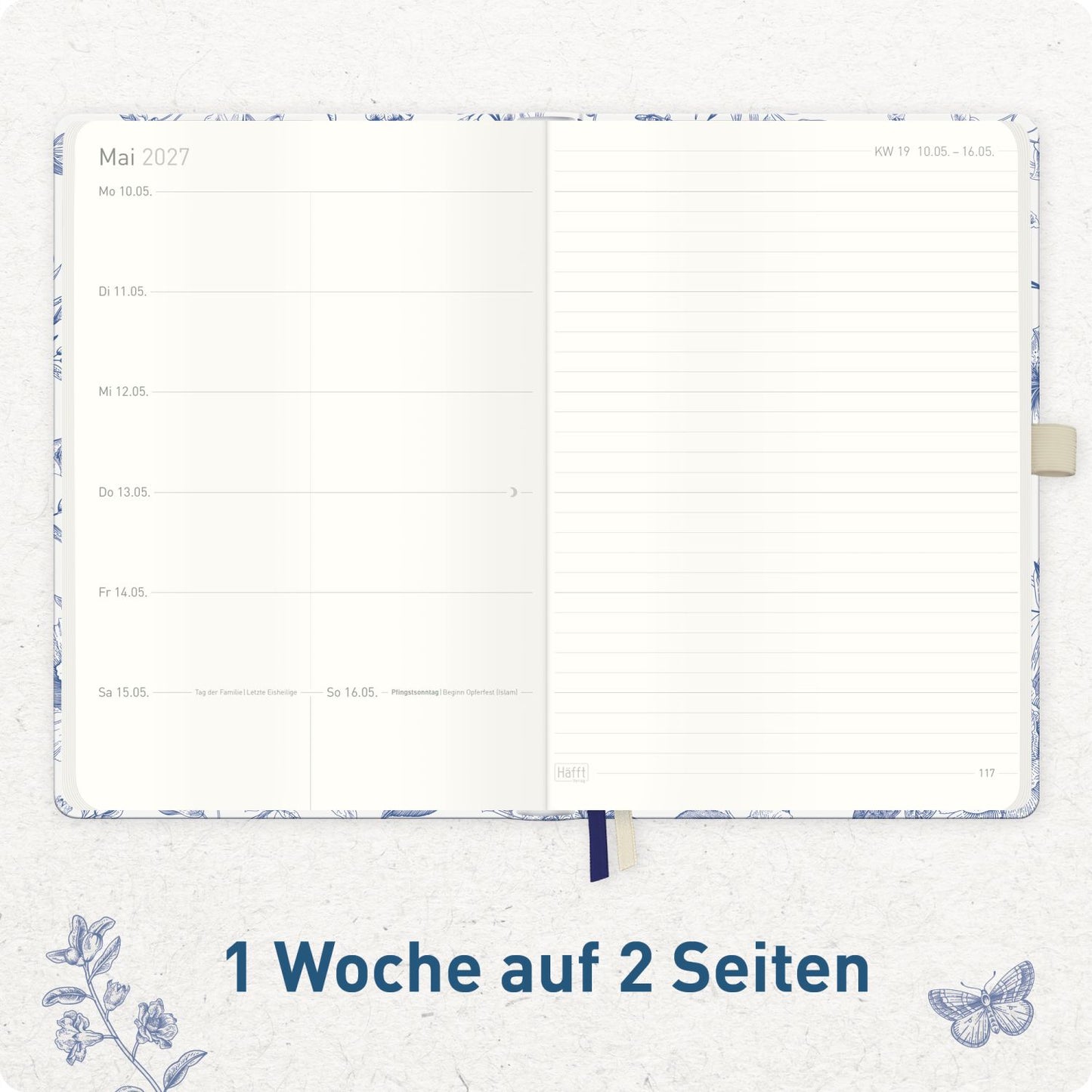 Wochen-Notiz-Timer Classic 2026/2027 / 17 Monate / A5 / Fine Style / Häfft-Verlag
