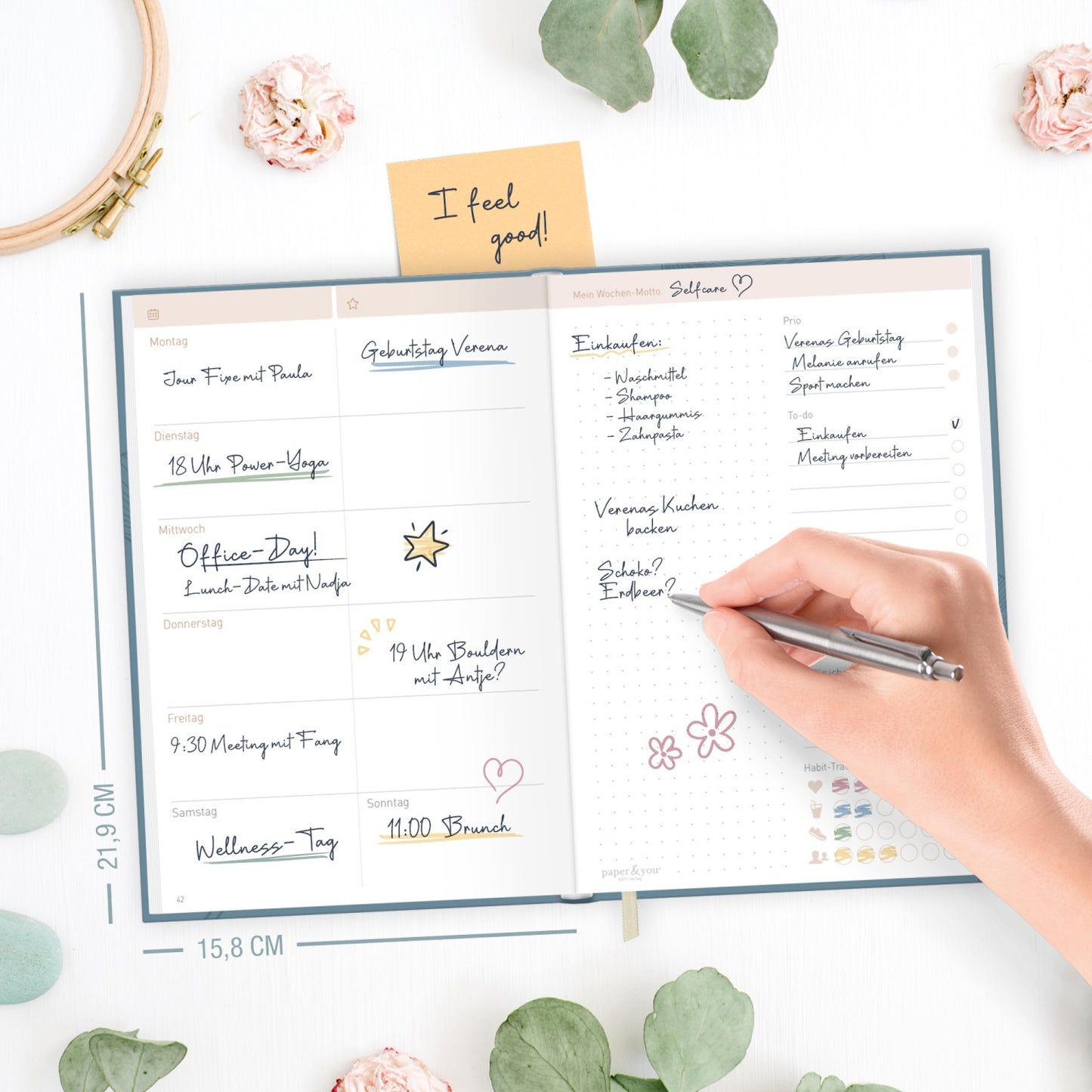 paper & you Work & Life Wochenplaner A5 / Blue Ginkgo / vom Häfft-Verlag