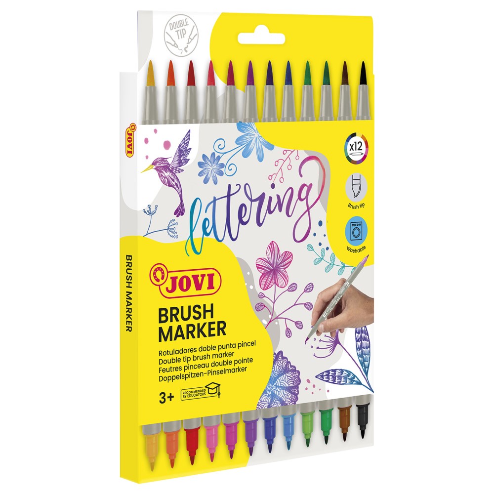 Jovi Brush Marker / Fasermaler mit doppelter Spitze - 12er-Set