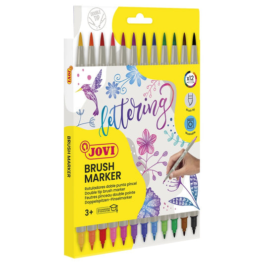 Jovi Brush Marker / Fasermaler mit doppelter Spitze - 12er-Set