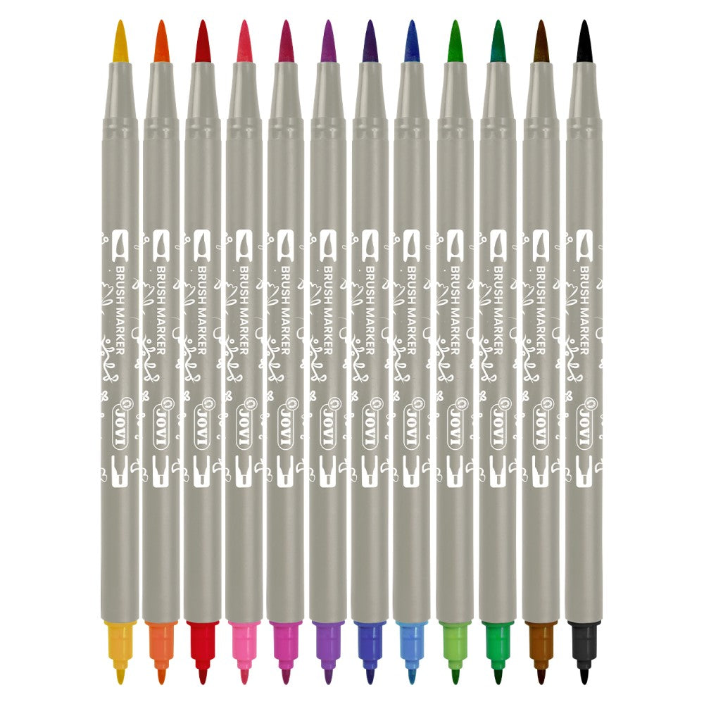 Jovi Brush Marker / Fasermaler mit doppelter Spitze - 12er-Set