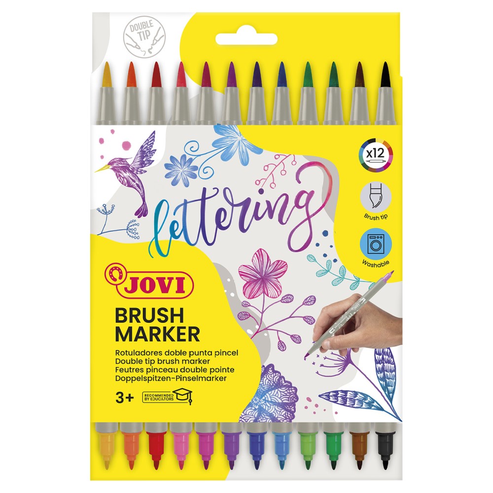 Jovi Brush Marker / Fasermaler mit doppelter Spitze - 12er-Set