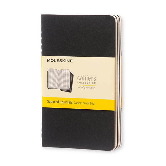 Moleskine Cahier Notizhefte 3er-Set / Pocket / A6 / kariert / schwarz