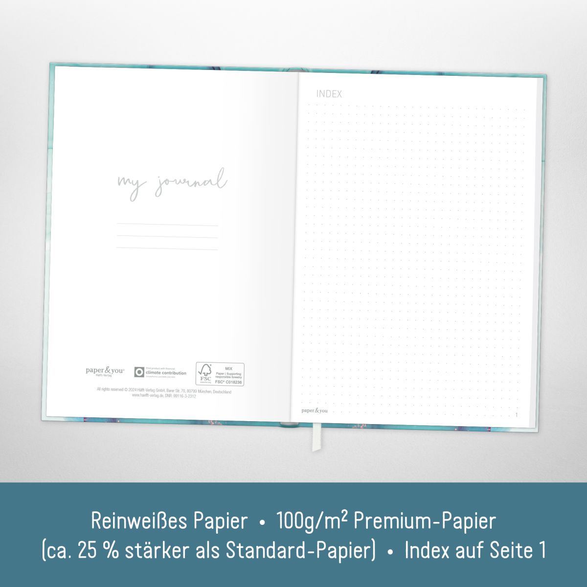 paper&you Notizbuch Classic A5 / gepunktet / Smaragd Gold / Häfft-Verlag