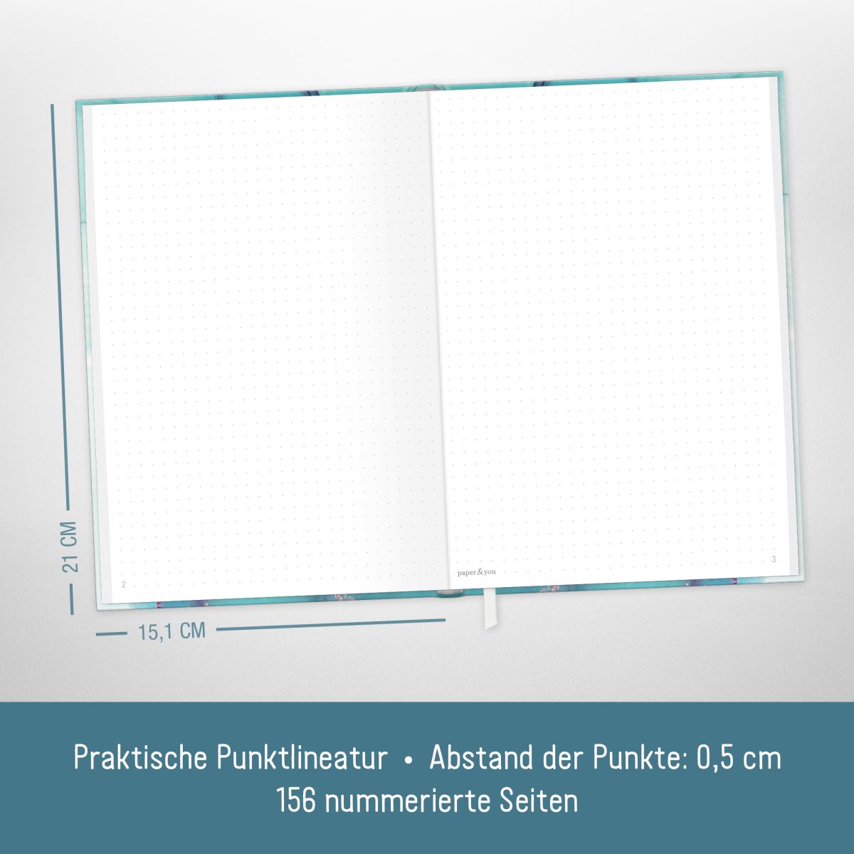 paper&you Notizbuch Classic A5 / gepunktet / Smaragd Gold / Häfft-Verlag