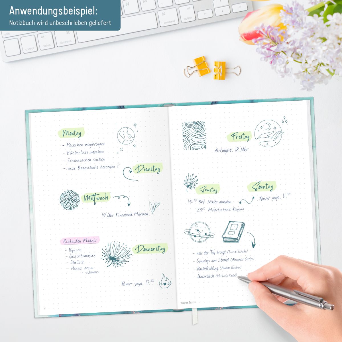 paper&you Notizbuch Classic A5 / gepunktet / Smaragd Gold / Häfft-Verlag