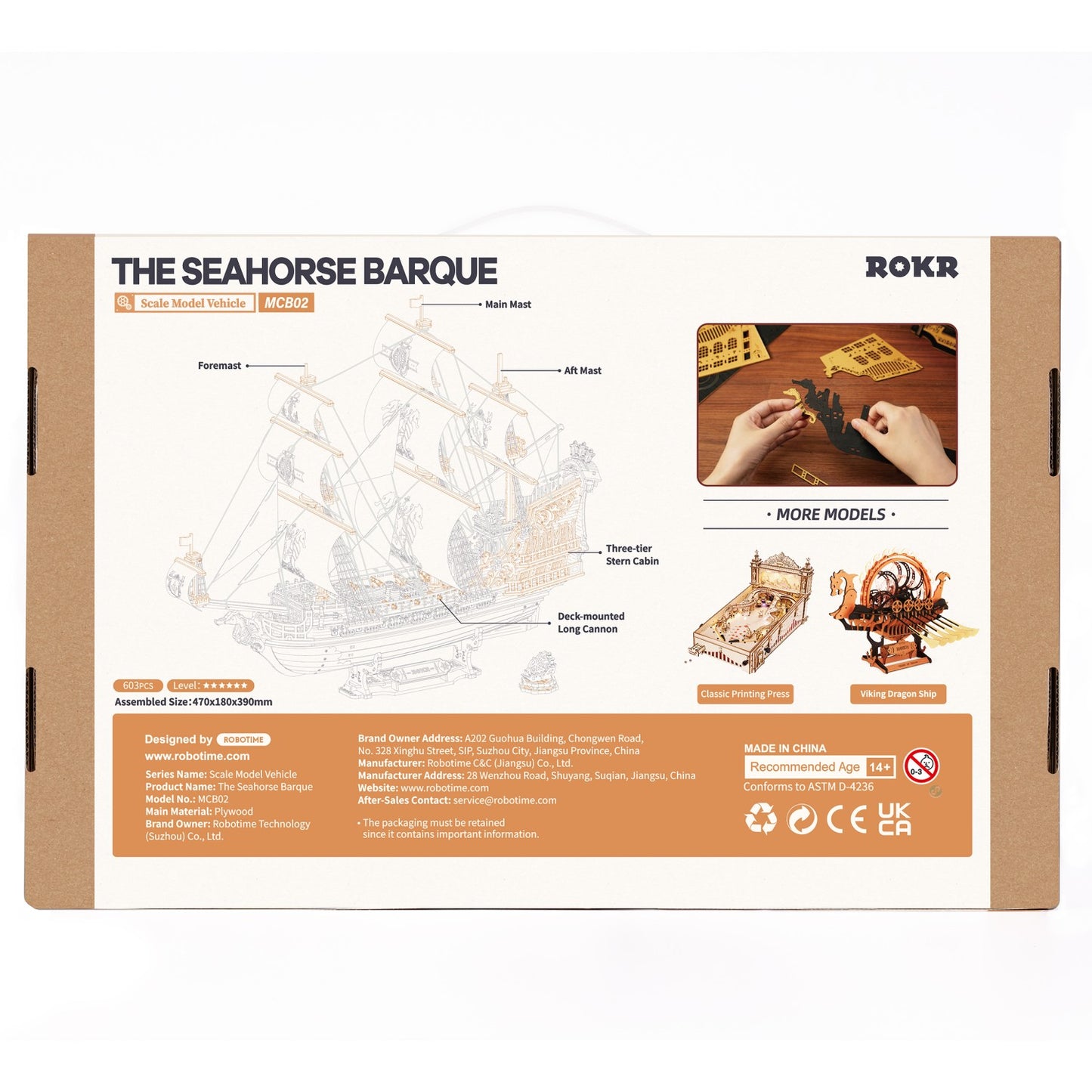 ROKR 3D-Holz-Puzzle Schiffsmodell "The Seahorse Barque"