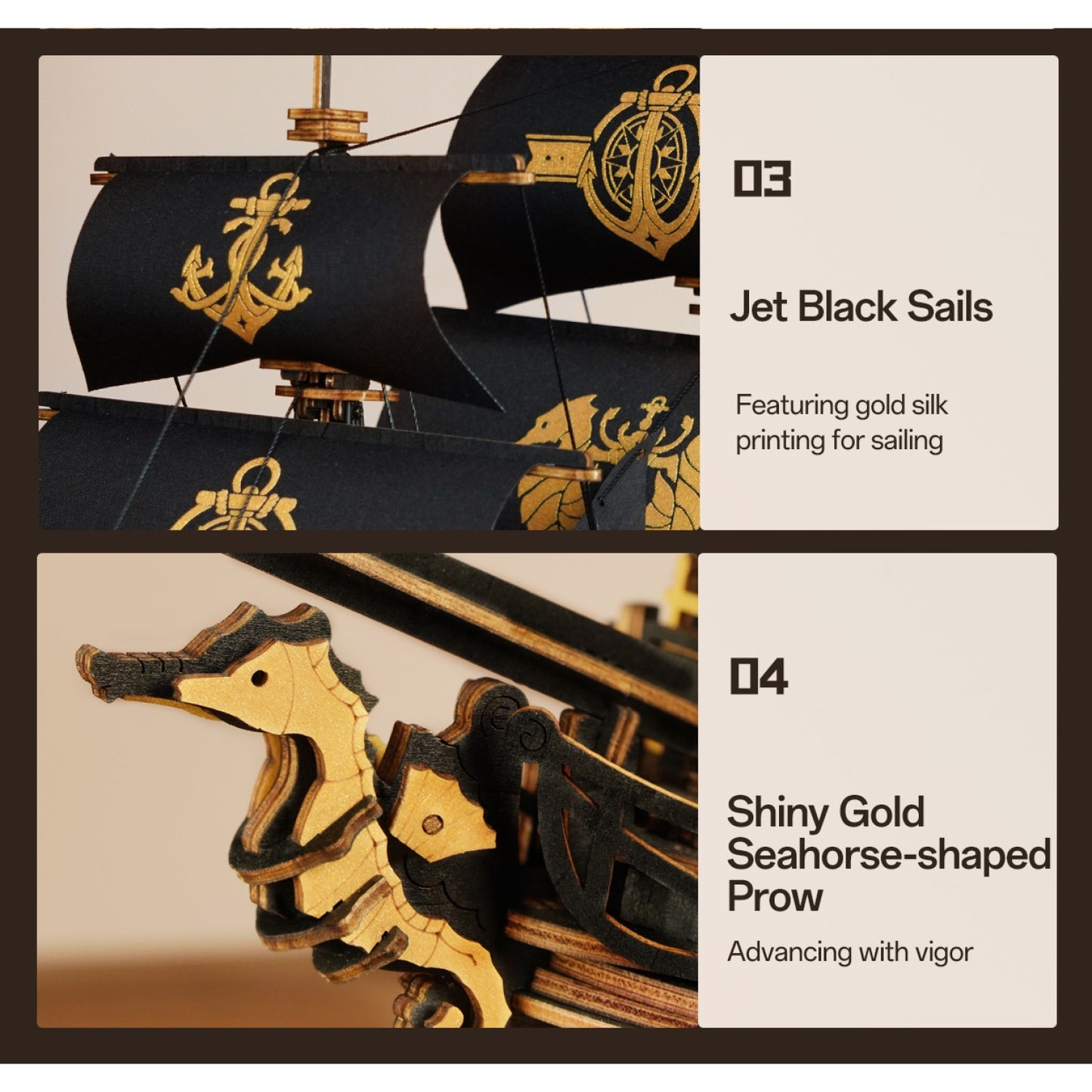 ROKR 3D-Holz-Puzzle Schiffsmodell "The Seahorse Barque"