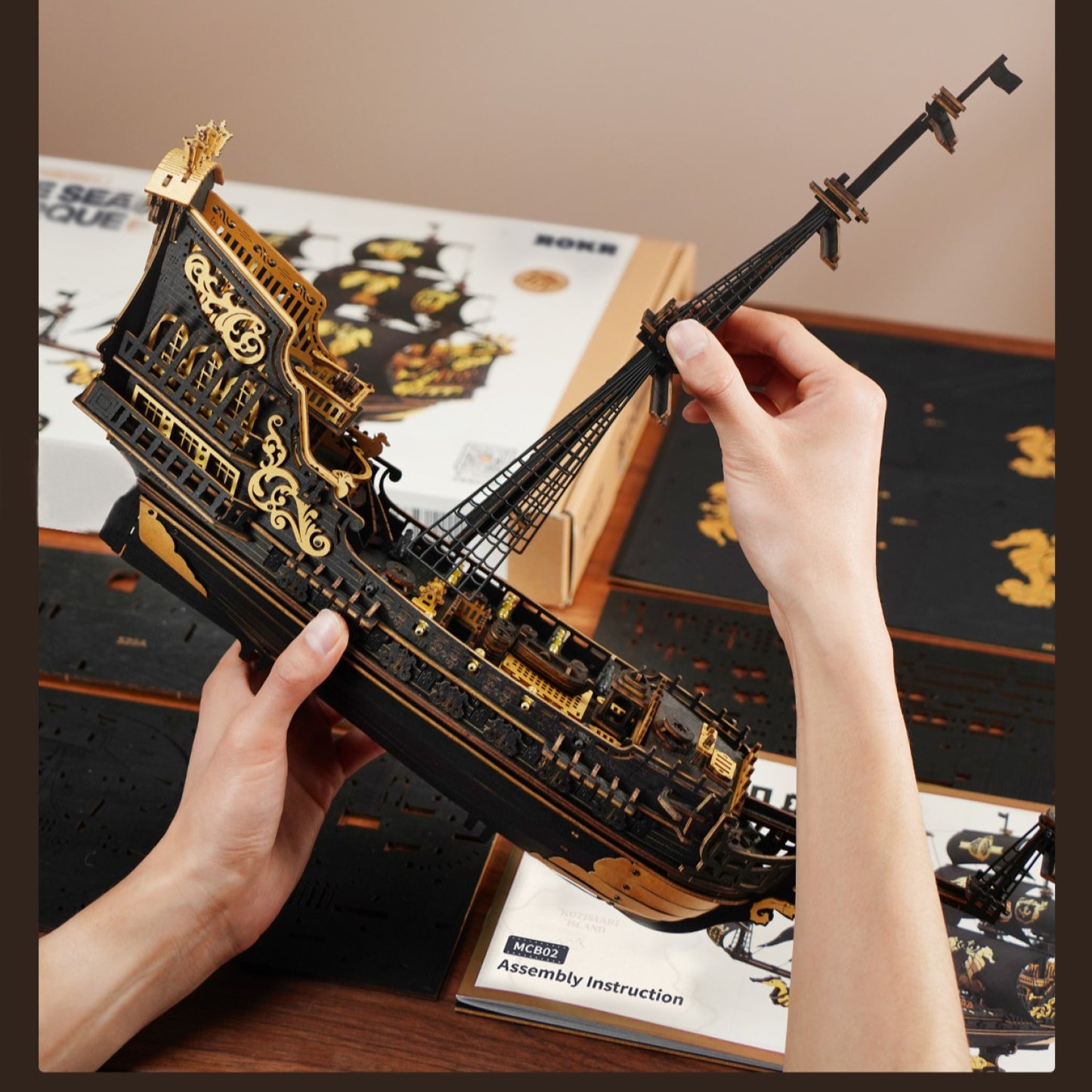 ROKR 3D-Holz-Puzzle Schiffsmodell "The Seahorse Barque"