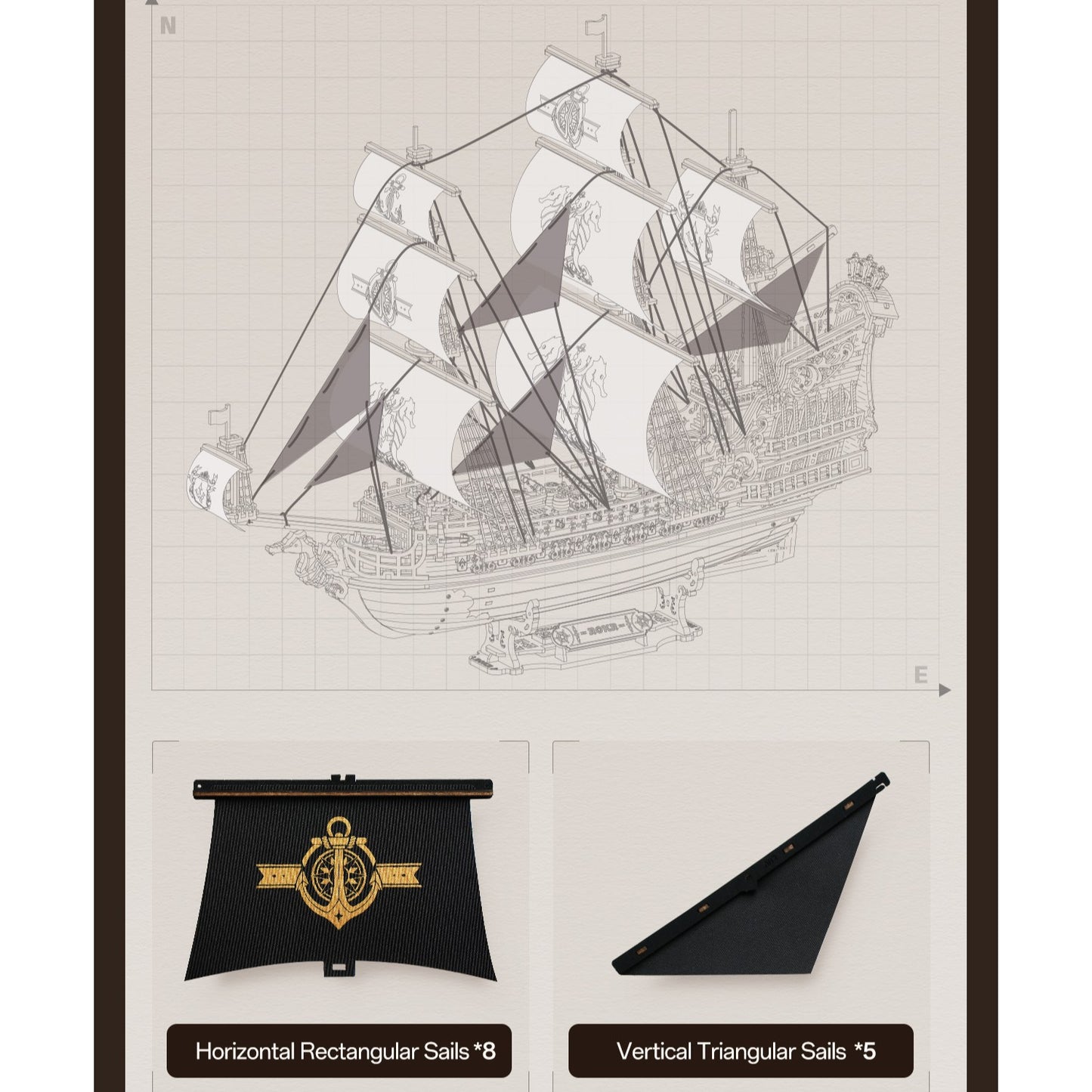 ROKR 3D-Holz-Puzzle Schiffsmodell "The Seahorse Barque"