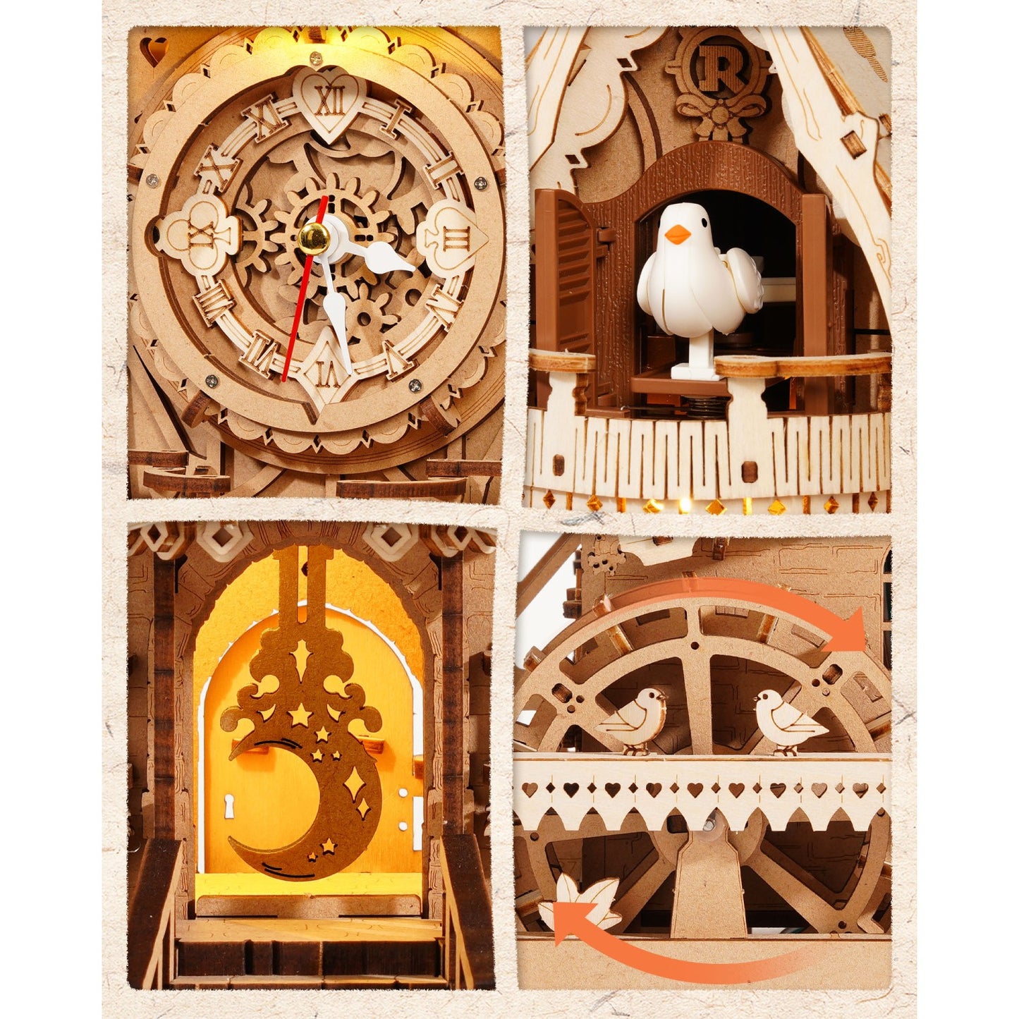 ROKR 3D-Holz-Puzzle Kuckucksuhr (Holzfarben)