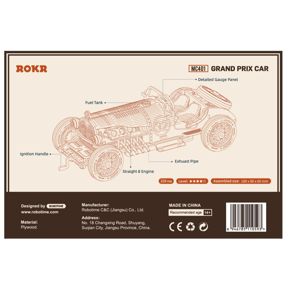 ROKR 3D-Holz-Puzzle Grand Prix Car